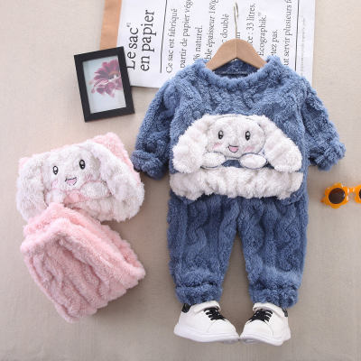 2-piece Toddler Boy Flannel Dog Style Long Sleeve Top & Solid Color Pants