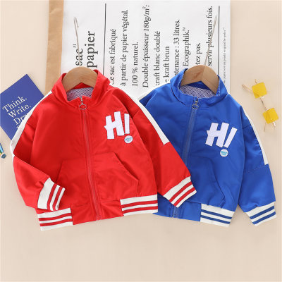 Toddler Casual Letter Printed Color Block Jacket