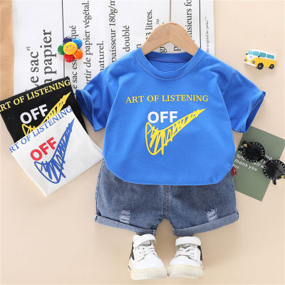 Toddler Boy Thin Letter Color-block Top & Shorts