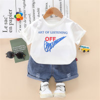 Toddler Boy Thin Letter Color-block Top & Shorts  White