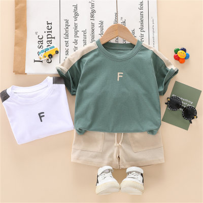 Baby Boy Short-sleeve Letter Print  Top And Shorts