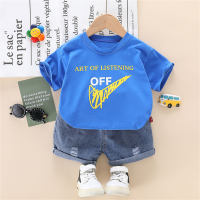 Toddler Boy Thin Letter Color-block Top & Shorts  Blue