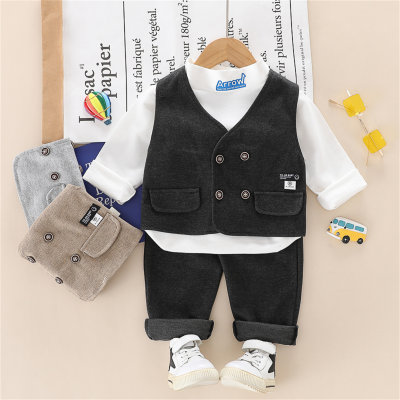 Toddler Solid Color Top &  Vest & Pants