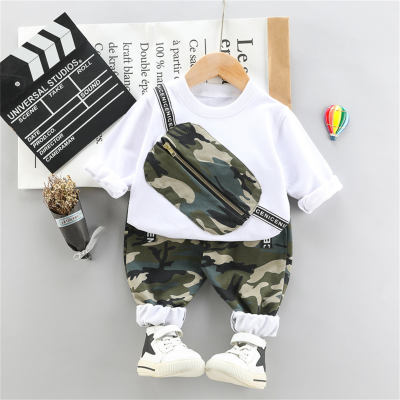 Infant and toddler spring fashion bag camouflage long-sleeved round neck suit