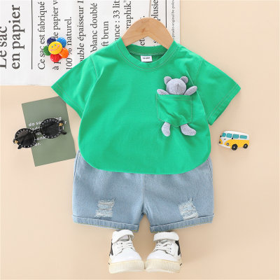 Toddler Boy Solid Bear Rabbit Top & Shorts