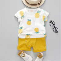 Baby Boy Pineapple Short-sleeve Top & Solid Color Shorts  Yellow