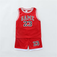 Children's hot summer alphanumeric basketball uniform vest suit  Red