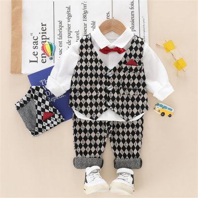 Toddler Gentleman Shirt & Plaid Vest & Pants