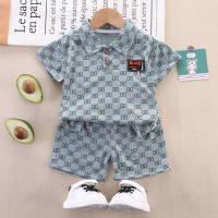 2-piece Toddler Boy Pure Cotton Allover Printing Short Sleeve Polo Shirt & Matching Shorts  Green