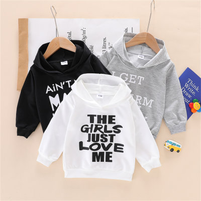 Toddler Boy Letter Pattern Long Sleeve Hooded Pullover Sweater