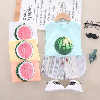 2-piece Toddler Boy Watermelon Printed Vest & Striped Shorts