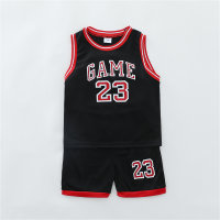 Traje de chaleco de uniforme de baloncesto alfanumérico de verano caliente para niños  Negro