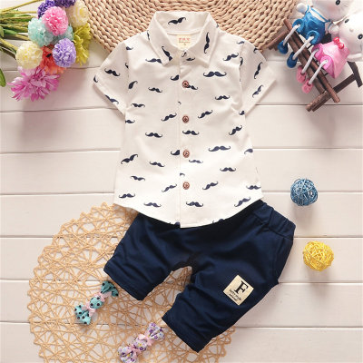 2-piece Mustache Pattern Polo Shirts & Shorts for Toddler Boy