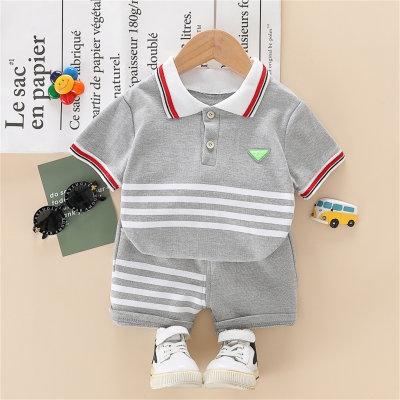 Toddler Boy Horizontal Stripes Color-block Top & Shorts