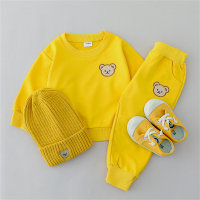 2-piece Toddler Boy Autumn Bear Patterned Top & Matching Pants  Yellow