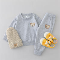 2-piece Toddler Boy Autumn Bear Patterned Top & Matching Pants  Gray