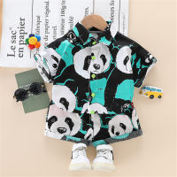 طفل صغير الباندا طية صدر السترة التلبيب كتلة الألوان والسراويل ملابس الأولاد والبنات لعيد الفطر 2022 أخضر