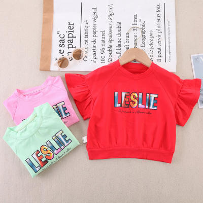Toddler Girl Pure Cotton Letter Printed Short Sleeve T-shirt