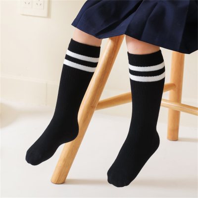 Toddler Solid Color Stripe Decoration Knee-High Stockings