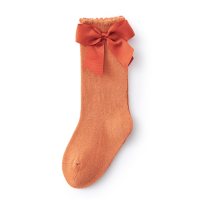 Baby Solid Color Bowknot Knee-High Stockings  Orange