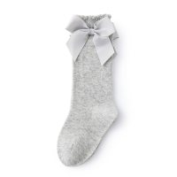 Baby Solid Color Bowknot Knee-High Stockings  Gray