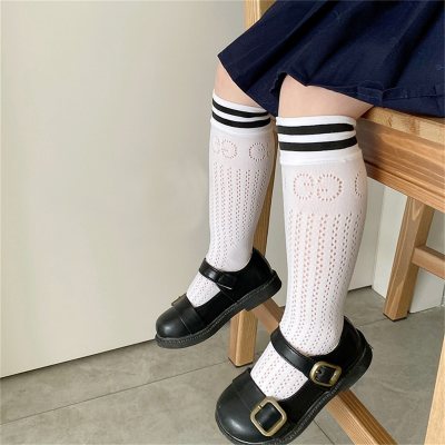 Toddler Solid Color Striped Mesh Knee-High Stockings