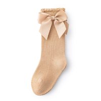 Baby Solid Color Bowknot Knee-High Stockings  Khaki