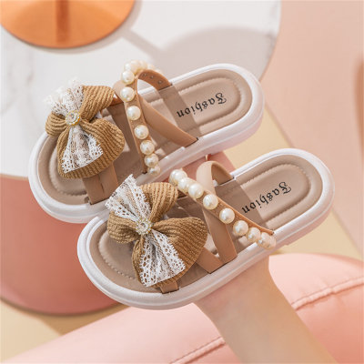 Zapatos de princesa Zapatos de playa Suela suave Antideslizante Perla Ropa de abrigo Sandalias versátiles