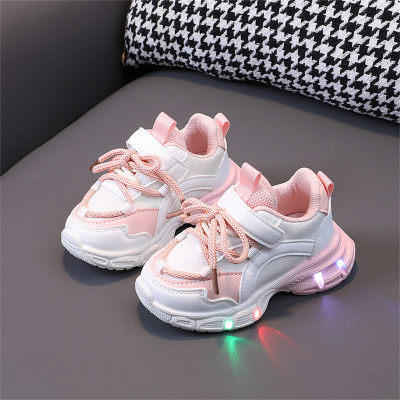 Scarpe da ginnastica illuminate in pelle, scarpe da corsa per bambini, scarpe per bambini