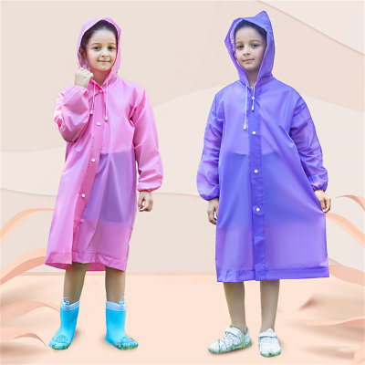 Solid Color Portable Hooded Rain Coat