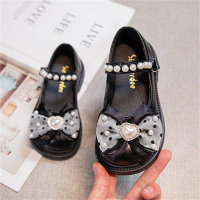 Princess Shoes Bow Pearl Baby Shoes  Black