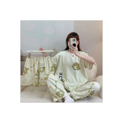 Teenage Girls Three-piece Plaid Bear Pajama Set