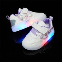 2022 spring new leather-covered cartoon little girl princess light shoes for small and medium-sized children anti-slip bright bottom fashion children's shoes in stock  Purple