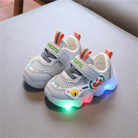 2023 spring and autumn new style 0-1-2-3 year old male and female baby mesh shoes cartoon soft sole non-slip toddler shoes flashing shoes  Gray