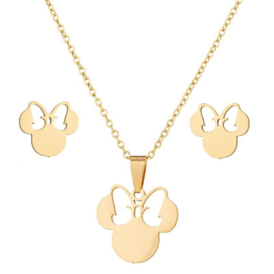 Stainless steel small animal necklace and earring set Cross-border European and American necklace women's 18K gold earring set chain wholesale
