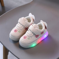 Leuchtende Schuhe für Kleinkinder, weiße Schuhe mit weicher Sohle  Beige