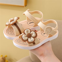 Soft sole non-slip comfortable fashionable flower princess shoes sandals  Beige