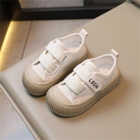 Breathable white canvas shoes Velcro  Beige