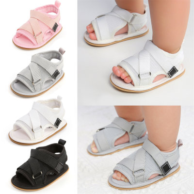 Sapatos de bebê de tecido de cor sólida para bebê