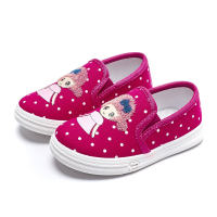 Lightweight and breathable little girl's children's canvas shoes spring and autumn style slip-on girls' single shoes  Hot Pink