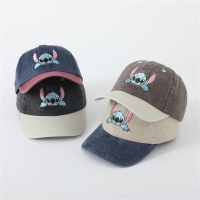 Stitch washed baseball cap spring and autumn new sun visor baby color-blocked peaked cap