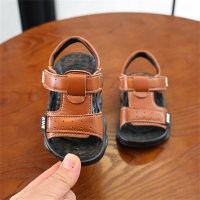 Beach Sandals Boys Genuine Leather Cowhide Breathable Comfortable Flat Sandals  Brown