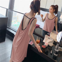 300 pounds extra large size pure lust style summer dress sexy backless design loose thin vest pajama dress for women  Pink
