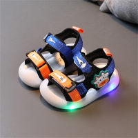 Anti-kick closed toe sandals light up beach shoes toddler shoes  Blue