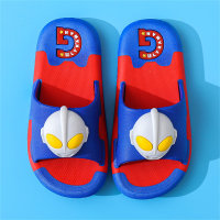 Zapatillas infantiles Ultraman, zapatillas de superman para el hogar antideslizantes de suela blanda para baño  Azul