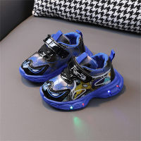 Light up children's sneakers cartoon luminous shoes non-slip soft sole casual shoes  Blue