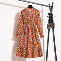 Falda corta con pajarita elegante y cintura floral con volantes para mujer  naranja