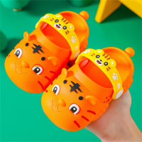 Pantofole per bambini con stampa tigre  arancia