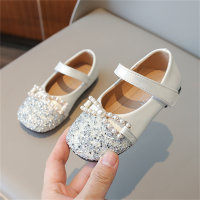 High-heeled dress shoes, children's catwalk stage performance leather shoes, crystal shoes  Beige