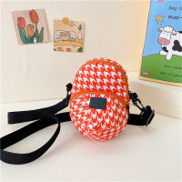 Creative hat shoulder bag, cool and cute checkerboard coin accessory bag  Orange
